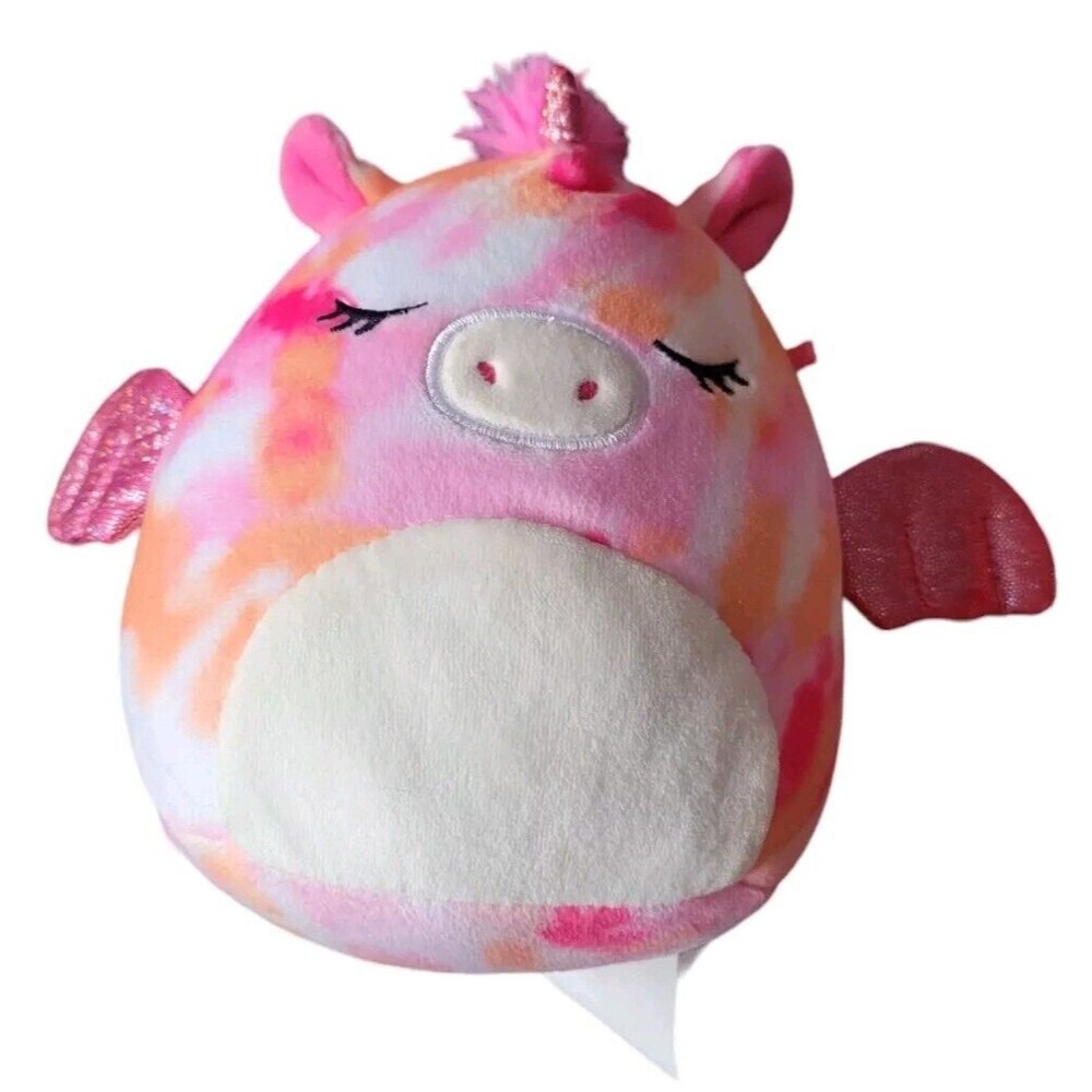 Squishmallow “Henley” Alicorn Pig Unicorn Kellytoy NWOT Pink Tie Dye Plush 5"